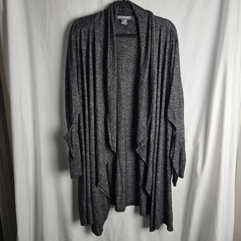 Kate & Mallory Womens 3X Cut Out Sleeve Open Cascade Cardigan Goth Athleisure‎